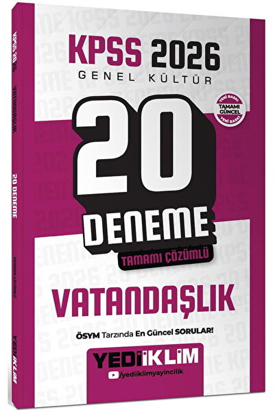 Yediiklim Yayınları Yediiklim KPSS 2026 Genel Kültür Vatandaşlık Tamamı Çözüm...
