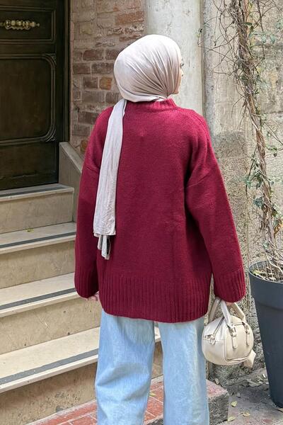 lamelif Wide Sleeve Sweater Burgundy