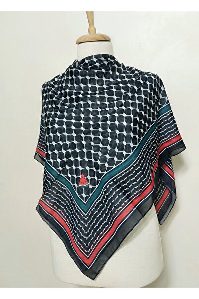 istanbul prensesleri Women's Men's Pashmina Palestine Black Keffiyeh Model Square Pashmina 100 cm