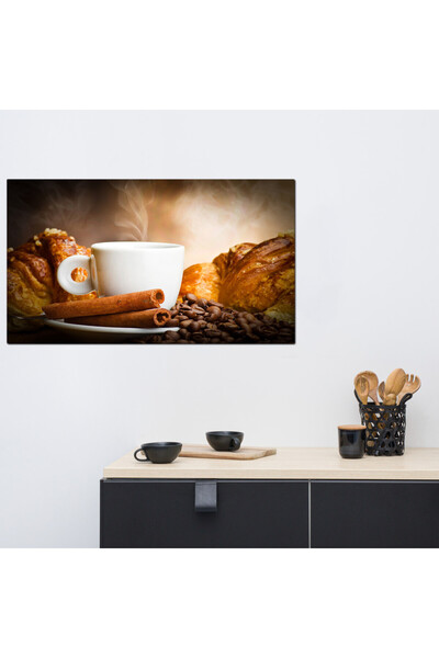 Generic لوحه جداريه كانفس - كوب قهوه و مخبوزات و قرفه - cof109