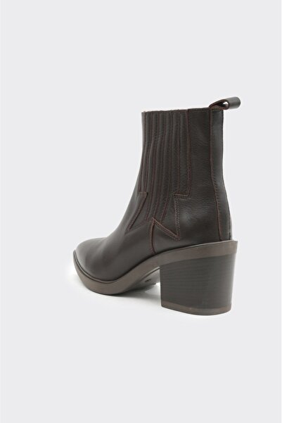 derinet Kısa Topuklu Hakiki Deri Kadın Bot