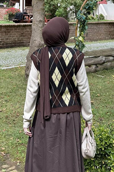 lamelif Πουλόβερ με σχέδιο μπακλαβά πικρό καφέ