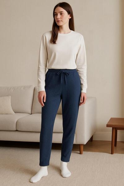 BONY SOCKS Kadın Fitilli Pijama Altı Lacivert