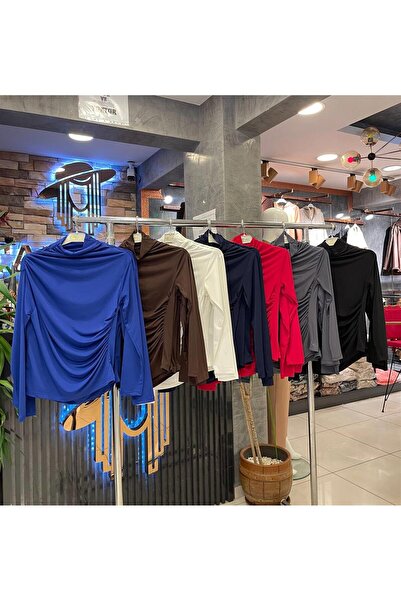 KULVAR TREND 4145 Balıkçı Yaka Büzgü Detaylı Bady Zümrüt Yeşili