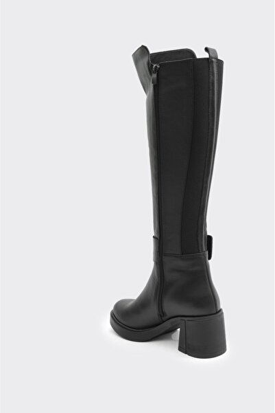 derinet Hakiki Deri Kalın Topuklu Kadın Çizme