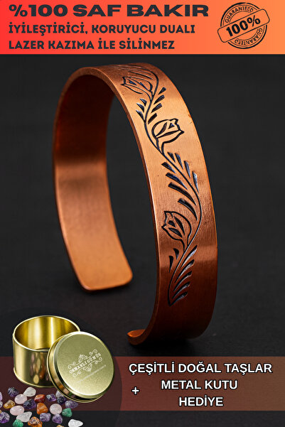 OSMANLI GÜMÜŞ سوار نحاسي نسائي - سوار نحاسي نسائي موديل لالي مع علبة معدنية و...