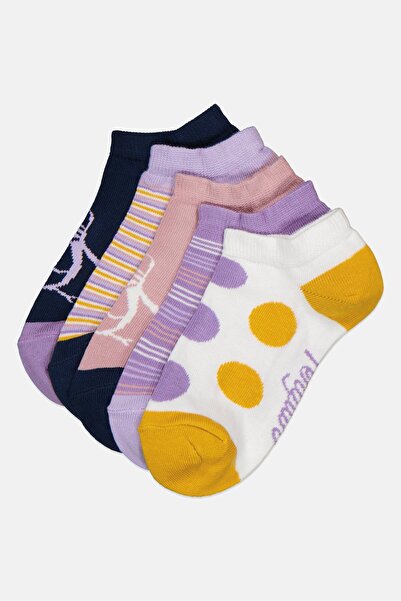 Original Penguin Kids Girl 5 Pairs Stripes Ankle Socks, Multicolor