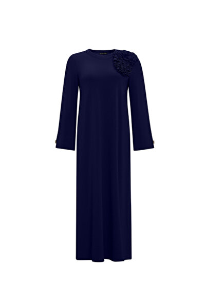 MISS DALIDA Düz Renk Basic Triko Lacivert Elbise