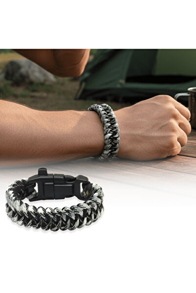 Tesbihane Tactical Paracord Bracelet with Compass and Lighter - City Blue Camo Pattern - for Camping and Outdoor Sports