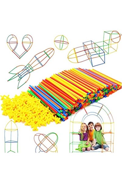 Generic Straw Constructor STEM Building Toys 300 pcs-Colorful Interlocking Plastic Enginnering Toys- Fun- Ed