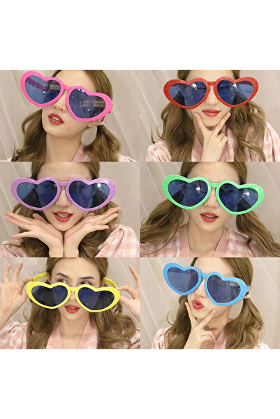 Mustran Mega Size Large Heart Shaped Party Glasses 12 Pieces Colorful