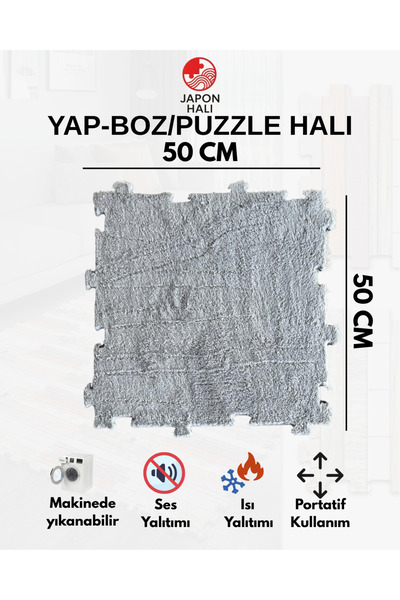 DECOZEYN Peluş Kreş Halısı Anaokulu Puzzle Halı Japon Halı 50x50