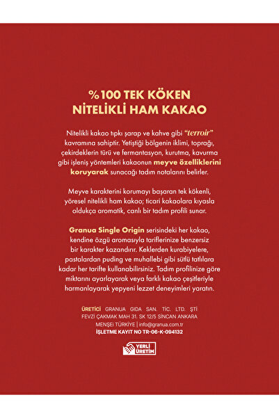 Granua no.836 - Ham Kakao Tozu | Single Origin Madagaskar Sambriano Vadisi 115gr