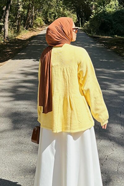 lamelif Πουλόβερ με λεπτομέρεια με κορδόνι σε κίτρινο χρώμα