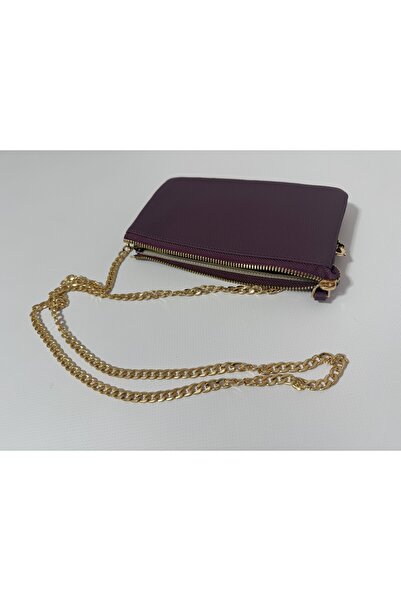 Nevgiss Aksesuar Real Leather Bag Wallet with Zippered Compartment and Chain Strap