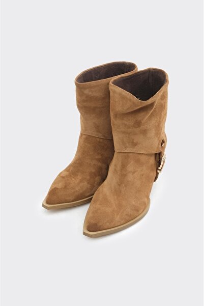 derinet Hakiki Deri Toka Aksesuarlı Kadın Bot