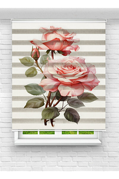 evana home Gül Desenli Zebra Perde – Zarif ve Klasik Ev Dekorasyonu İçin Şık ...