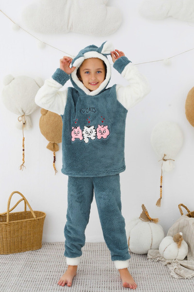 bigiyin Plush Pajama Set Girls' Pajama Set Fleece Winter Pajama Set