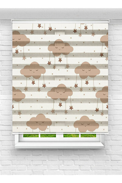 evana home Uyuyan Bulut Desenli Zebra Perde – Bej Tonlarında, Huzurlu ve Sevi...