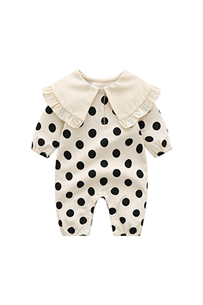 Anbloo Cream jumpsuit with polka dots and bonnet