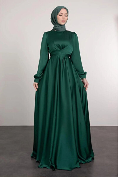 Tesettür Diyarı Rochie de seară musulmană cu decolteu tip Yakadan și legătură...