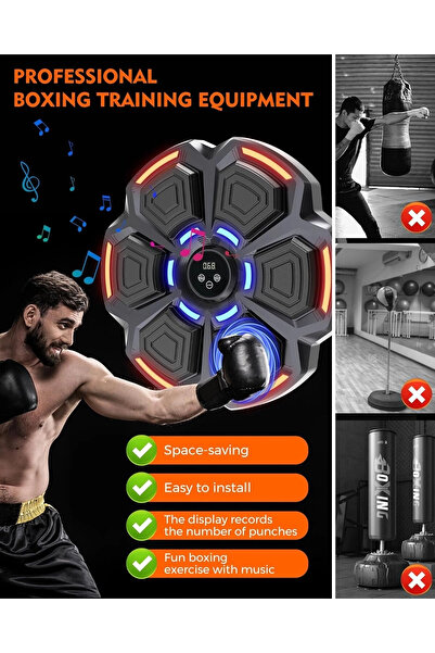 Epilons Bluetooth Hoparlör Özellikli Duvar Boks Makinesı 9 Mod Seviye Ayarlı Müzikli Boks Makinesı