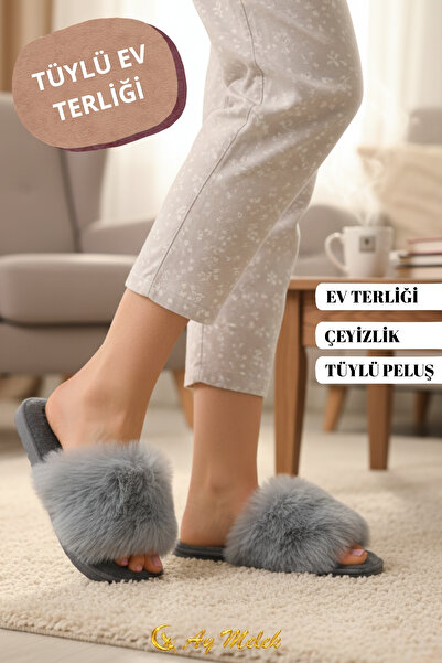 AYMELEK Γυναικείες παντόφλες εσωτερικού χώρου Παντόφλες με μοτίβο τριαντάφυλλου με μαλακό βελούδινο μαλλί