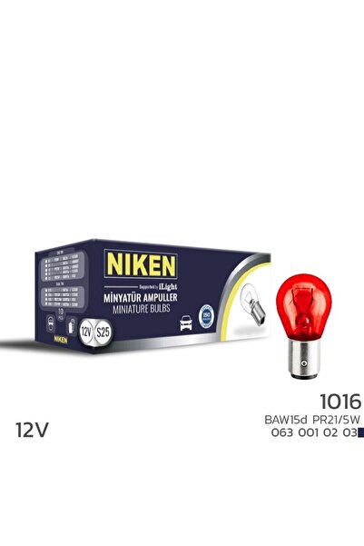 Niken 12V 1016 Ampul YT (PR21/5W) Kırmızı BAW15D (10'lu)