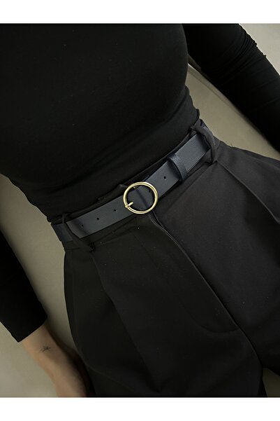 LİA KEMER Keen Round Gold Buckle Model Women's Belt Waist Belt Coat Belt Dress Belt Trouser Belt