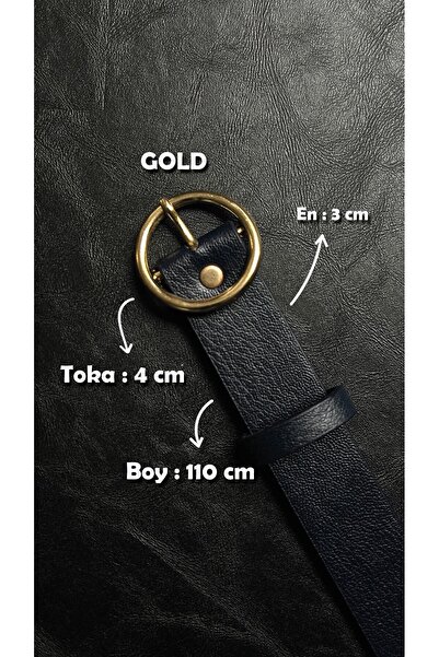 LİA KEMER Keen Round Gold Buckle Model Women's Belt Waist Belt Coat Belt Dress Belt Trouser Belt