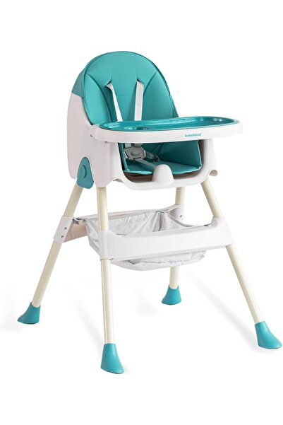 LITTLE ANGEL - كرسي طعام مرتفع للأطفال مع صينية وسلة تخزين - أزرق