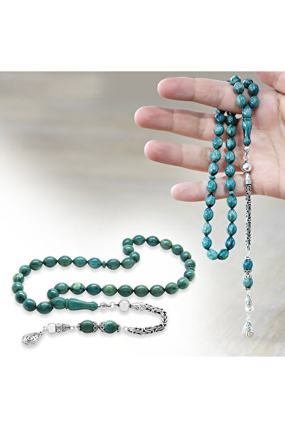 Tesbihane 925 проба срібний королівський ланцюжок з бахромою, арпа-різка, білий турмалін, білий бурштин, чотки