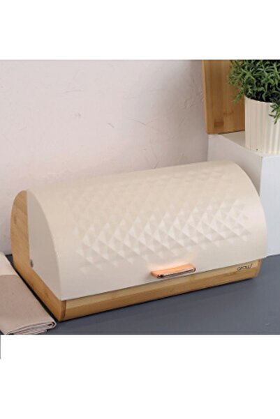 Arow - Dubai Rhoda Bamboo Metal Rail Lid Bread Cabinet Bread Box