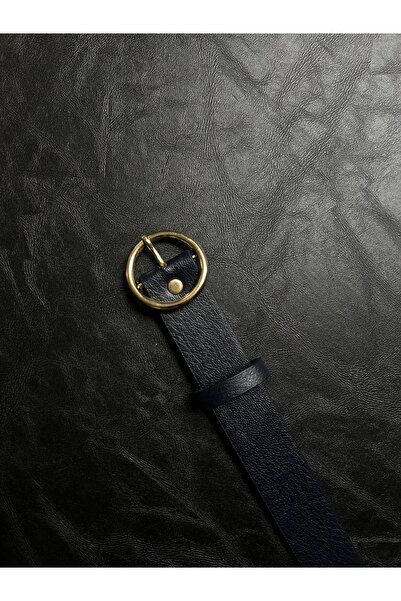 LİA KEMER Keen Round Gold Buckle Model Women's Belt Waist Belt Coat Belt Dress Belt Trouser Belt