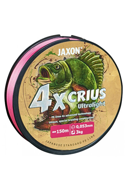 Jaxon خيط صيد 4Xcrius خفيف الوزن للغاية 150 متر وردي اللون 0.053 مم