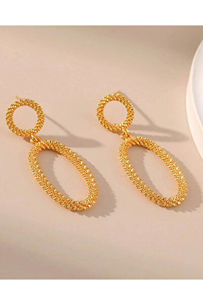 Vitastyle Gold Color Multi Star Detail Steel Hoop Earrings 4 cm