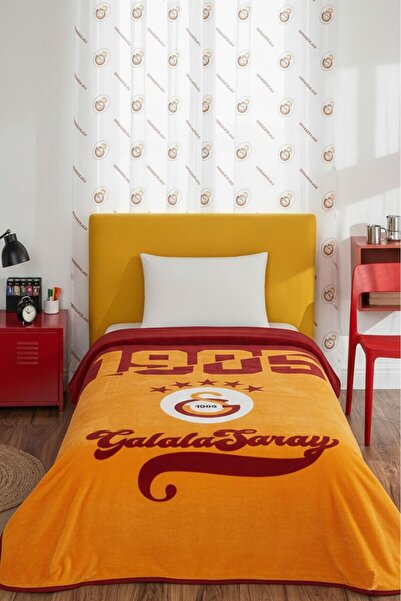 Taç Galatasaray Lisanslı 5 Yıldızlı Şampiyonluk Seti | Battaniye, Yatak Örtüsü, Yastık Kılıfı, Tül Perde