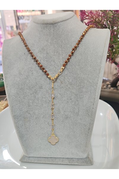 elbi bijuteri Brown Crystal Elegant Y Necklace