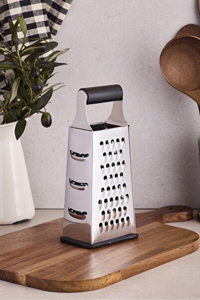 Perotti Grattugia Siyah Silikon Saplı Rende 20 cm 4 Yüzeyli Peynir ve Sebze Rendesi