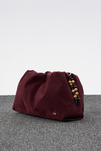 Çantacımstore Geantă pentru femei din piele intoarsa burgundy