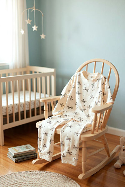 Miniworld %100 pamuklu ekru kız çocuk pijama takımı