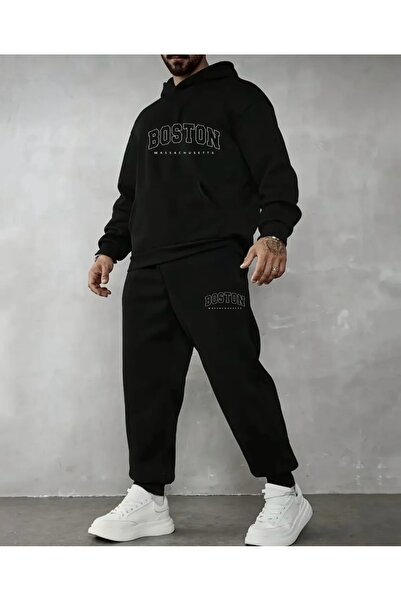 FUFLUNS Boston Printed Unisex Men/Women Hooded Oversize Bottom/Upper Tracksui...
