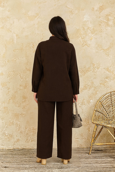 ŞIK VE MUTLU Lotus Floral Linen Double Shirt Pants Set