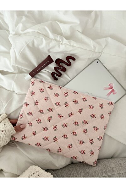 Lulishop Pink Rosy Kumaş Tablet Kılıfı 13-14 inç Uyumlu