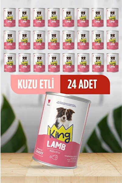 King Sos İçerisinde Et Parçacıklı Kuzu Etli Köpek Konservesi 400 Gr*24 ADET