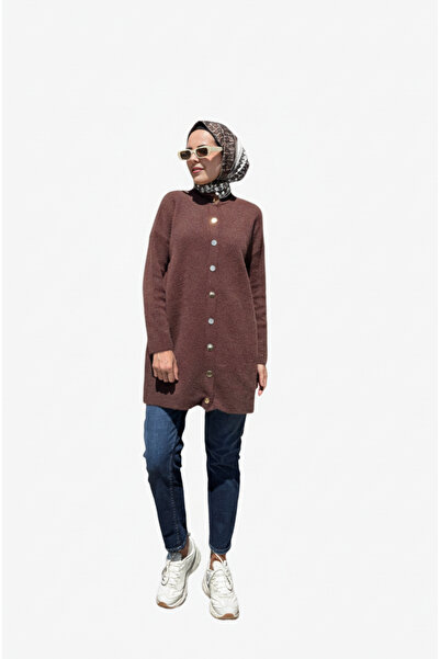 Moodbasic Snap-Buttoned Stand-Up Collar Soft Cardigan