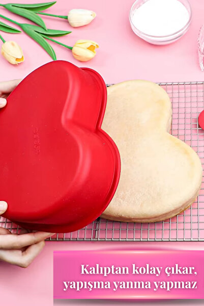 grimorlife Silicone Large Heart Pattern Cake Mold Baking Mold 23 cm - Non-Stick