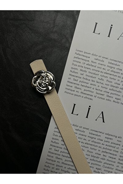 LİA KEMER Trace Rose Silver Buckle Model Women's Belt Waist Belt Coat Belt Dress Belt Trouser Belt