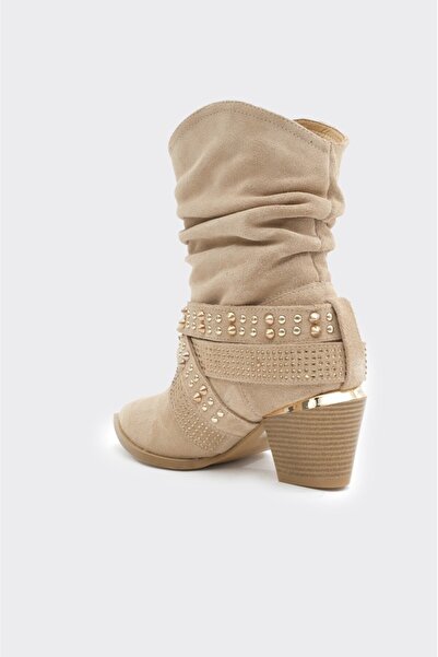 derinet Zımba Aksesuarlı Hakiki Deri Kadın Bot