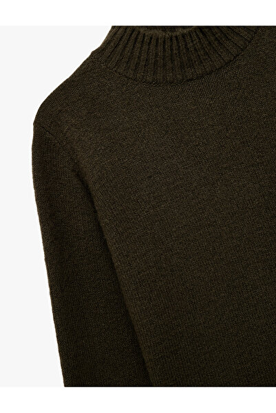 Koton Soft Textured Stand Collar Long Sleeve Knitwear Sweater